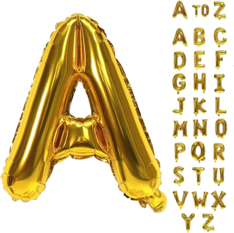 Gold Letter Shape Mylar Balloon with Balloon Weight